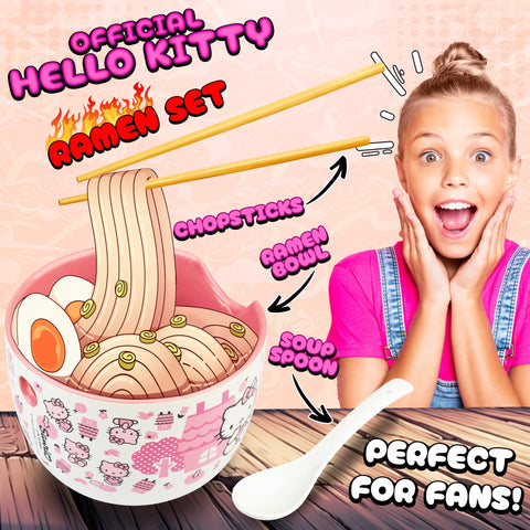 Get Trend Hello Kitty spoon included for broth and noodles.