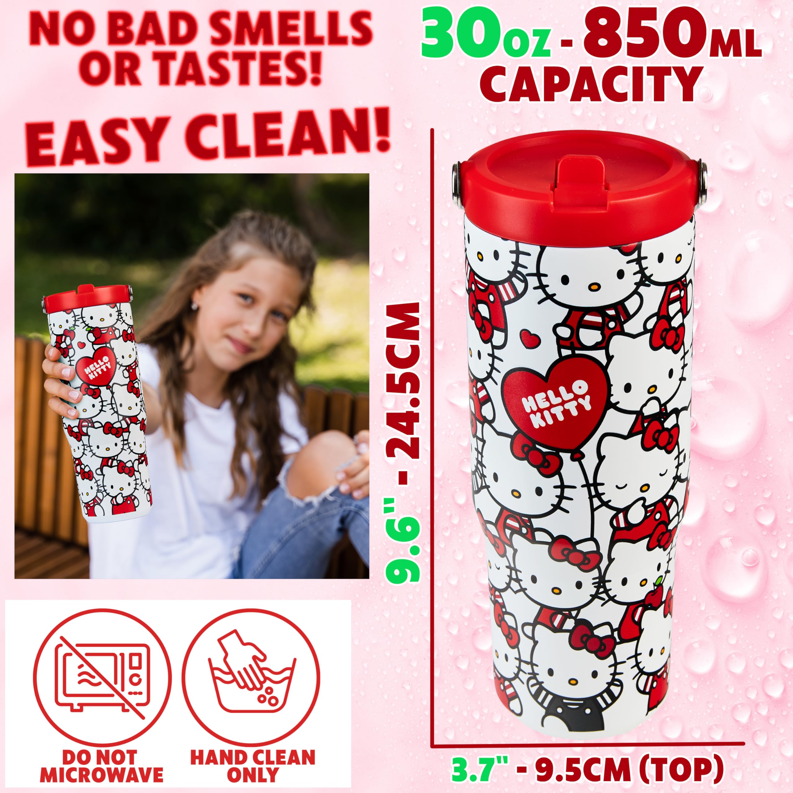 Get Trend Hello Kitty tumbler easy to clean and backpack-ready.