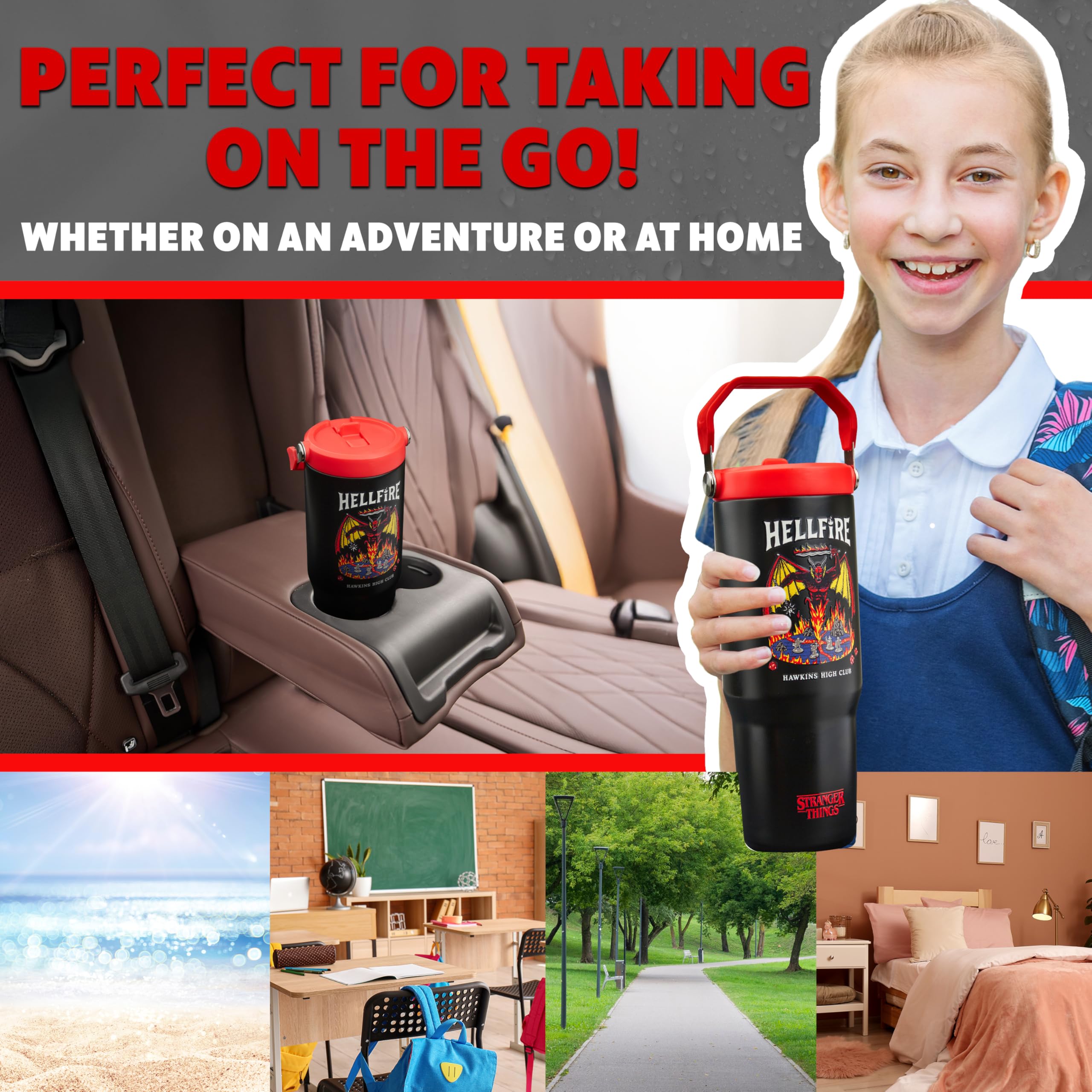Get Trend Stranger Things tumbler is leak-proof for on-the-go days.