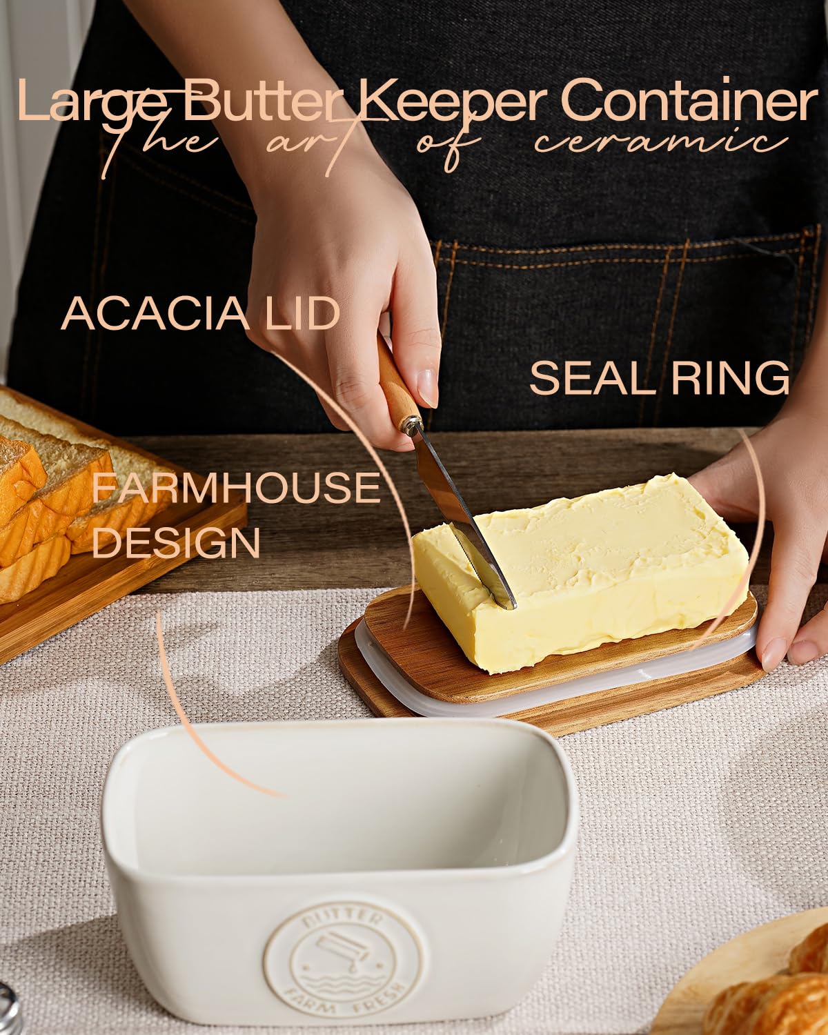 Getstar butter dish on countertop keeps butter neatly organized