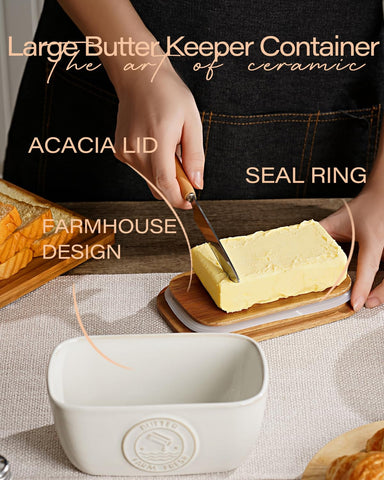 Getstar butter dish on countertop keeps butter neatly organized