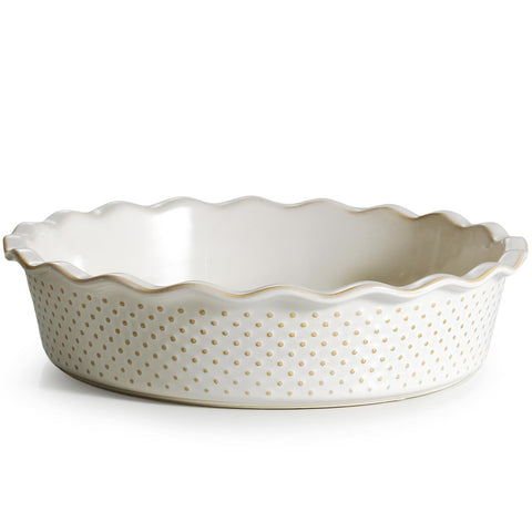 Getstar ceramic deep pie pan 9-inch enables even baking and deep crusts.