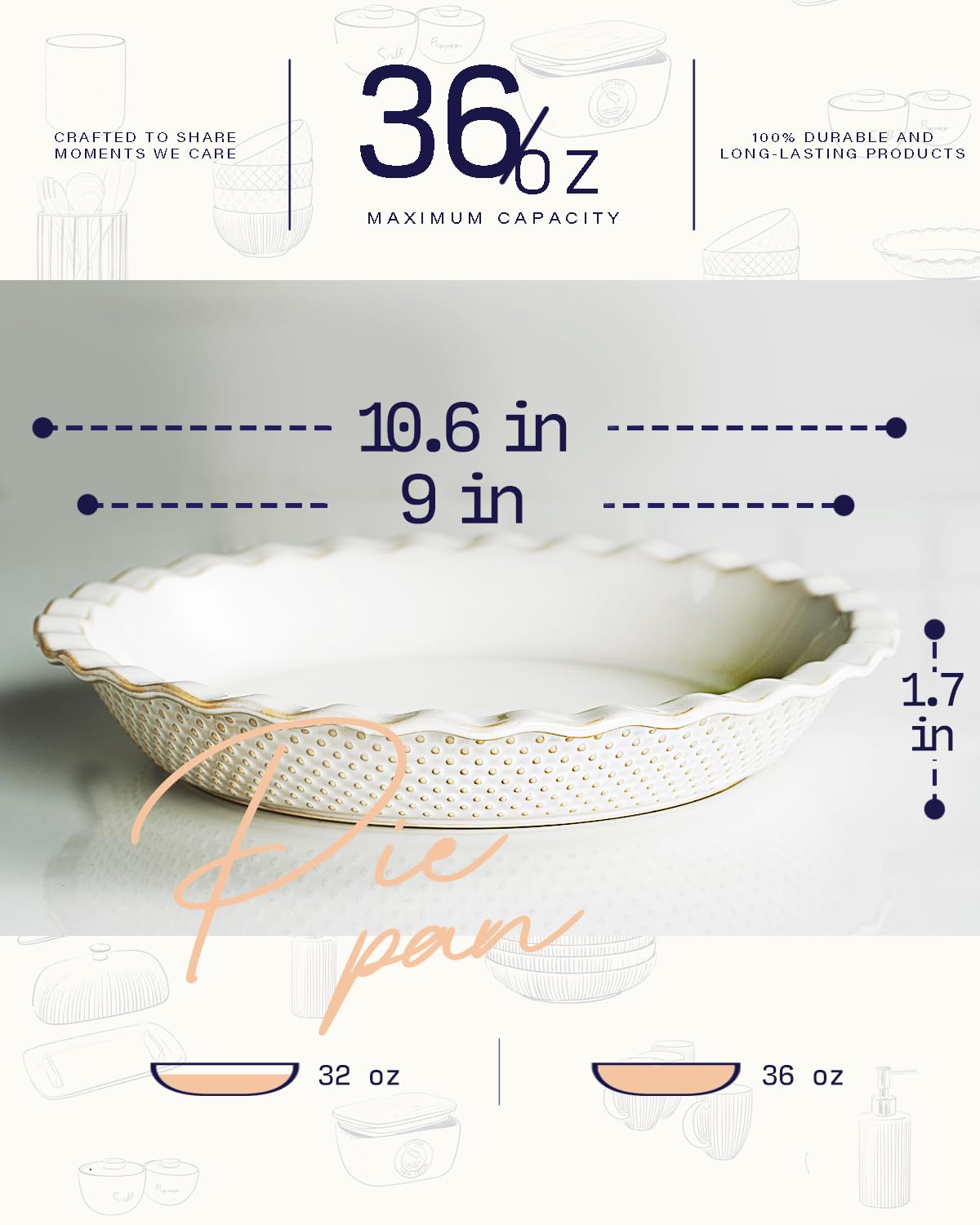 Getstar ceramic pie pan oven safe for versatile baking.