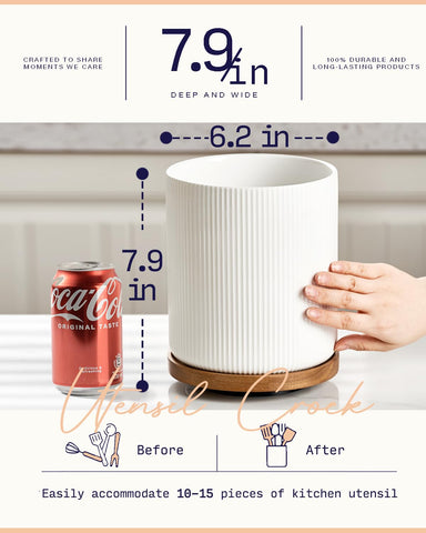 Getstar ceramic utensil crock with stable base for a stylish kitchen