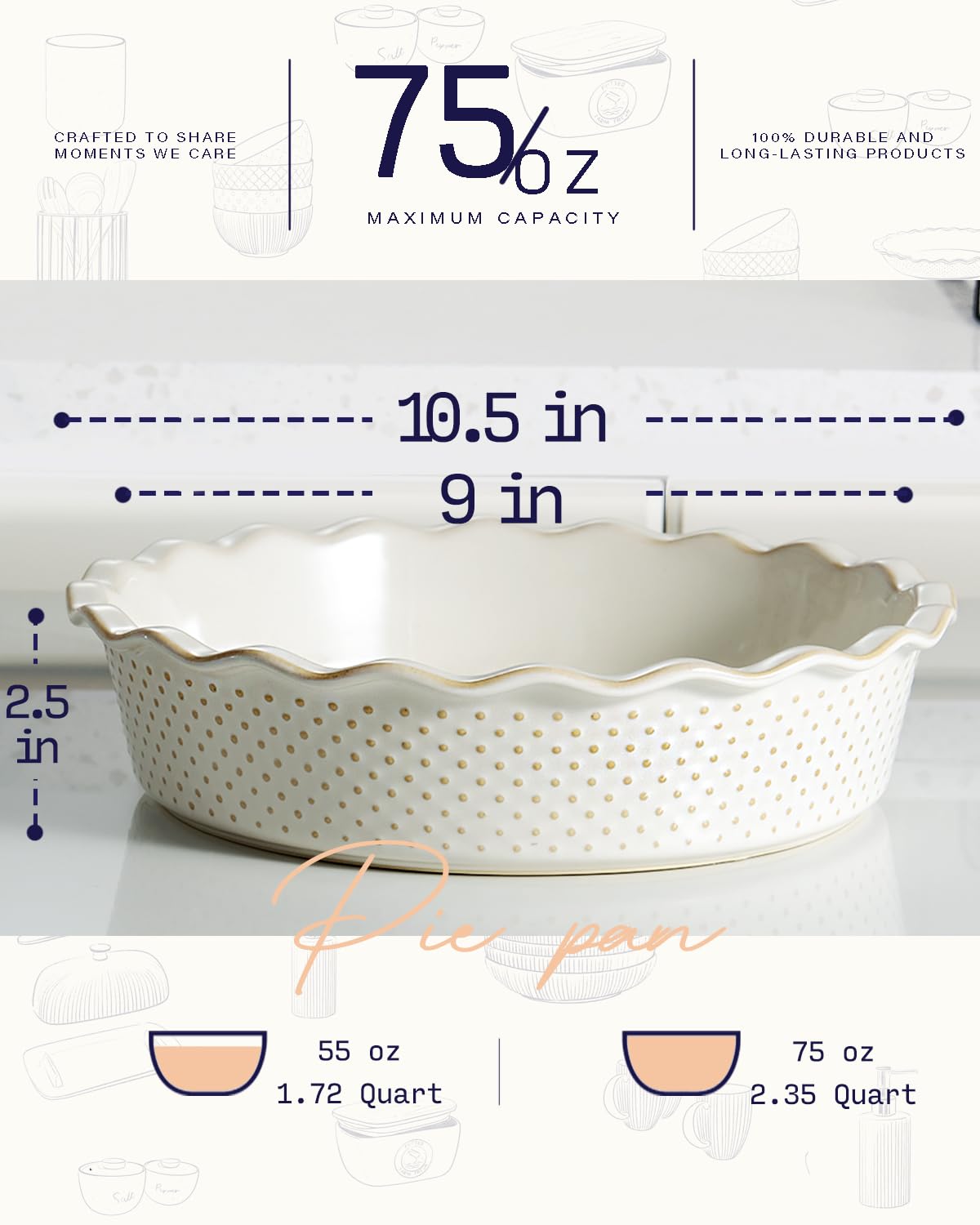 Getstar dishwasher-safe pie plate simplifies cleanup after baking.