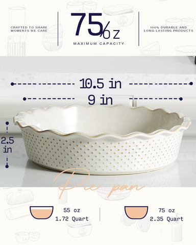 Getstar dishwasher-safe pie plate simplifies cleanup after baking.