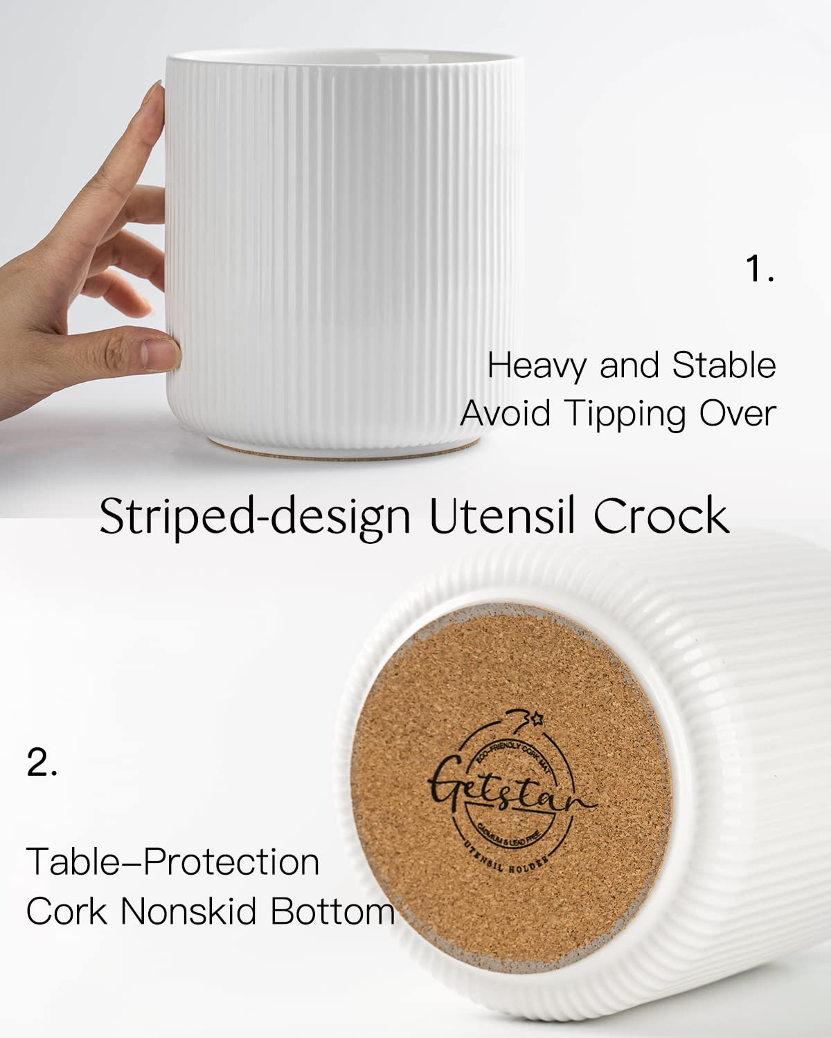 Getstar kitchen counter organizer in ceramic adds farmhouse charm and practical storage.