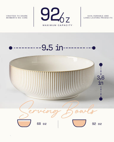 Getstar large capacity 92-ounce bowls suitable for big salads or fruit bowls.