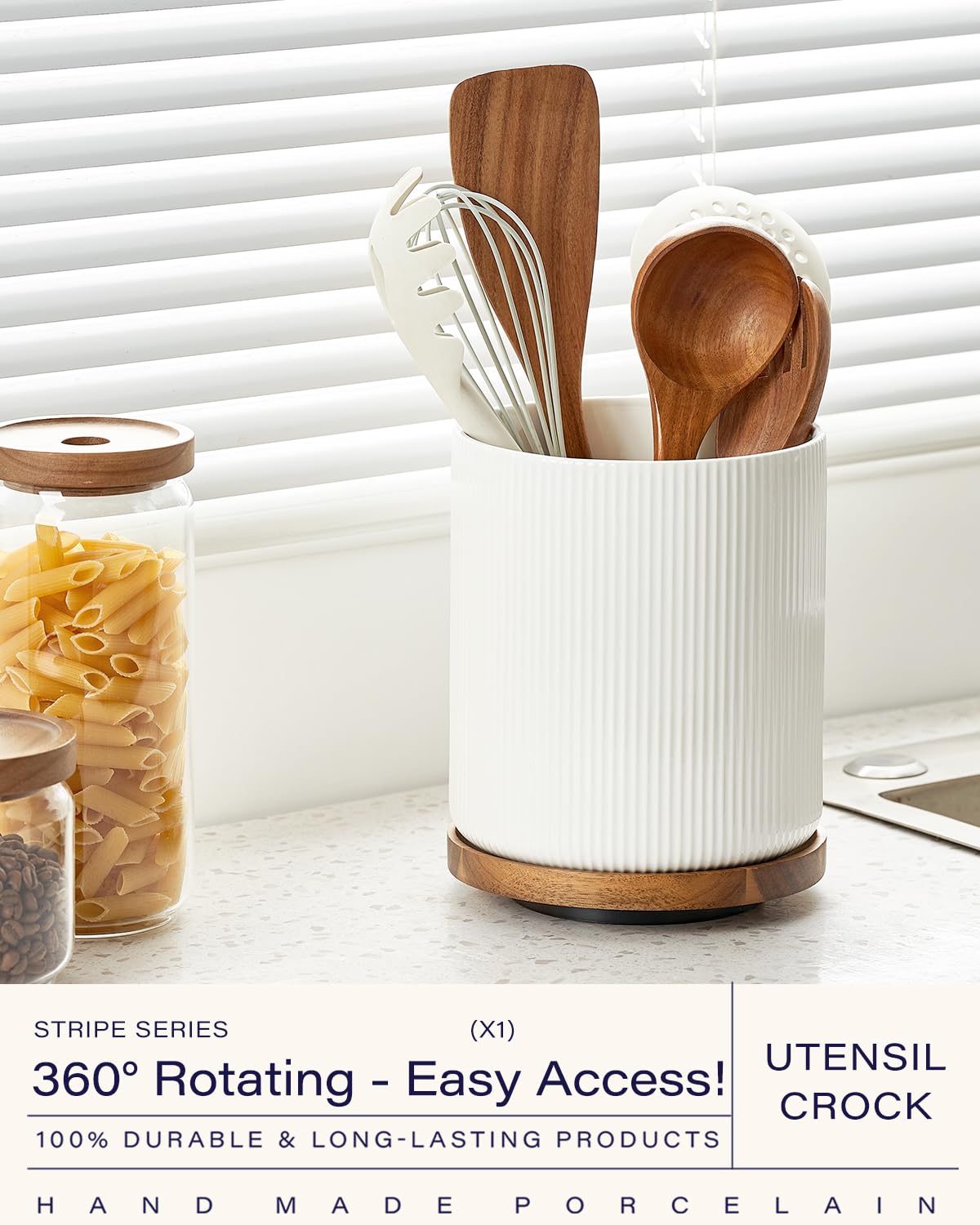 Getstar large capacity utensil holder stores spatulas and tongs neatly