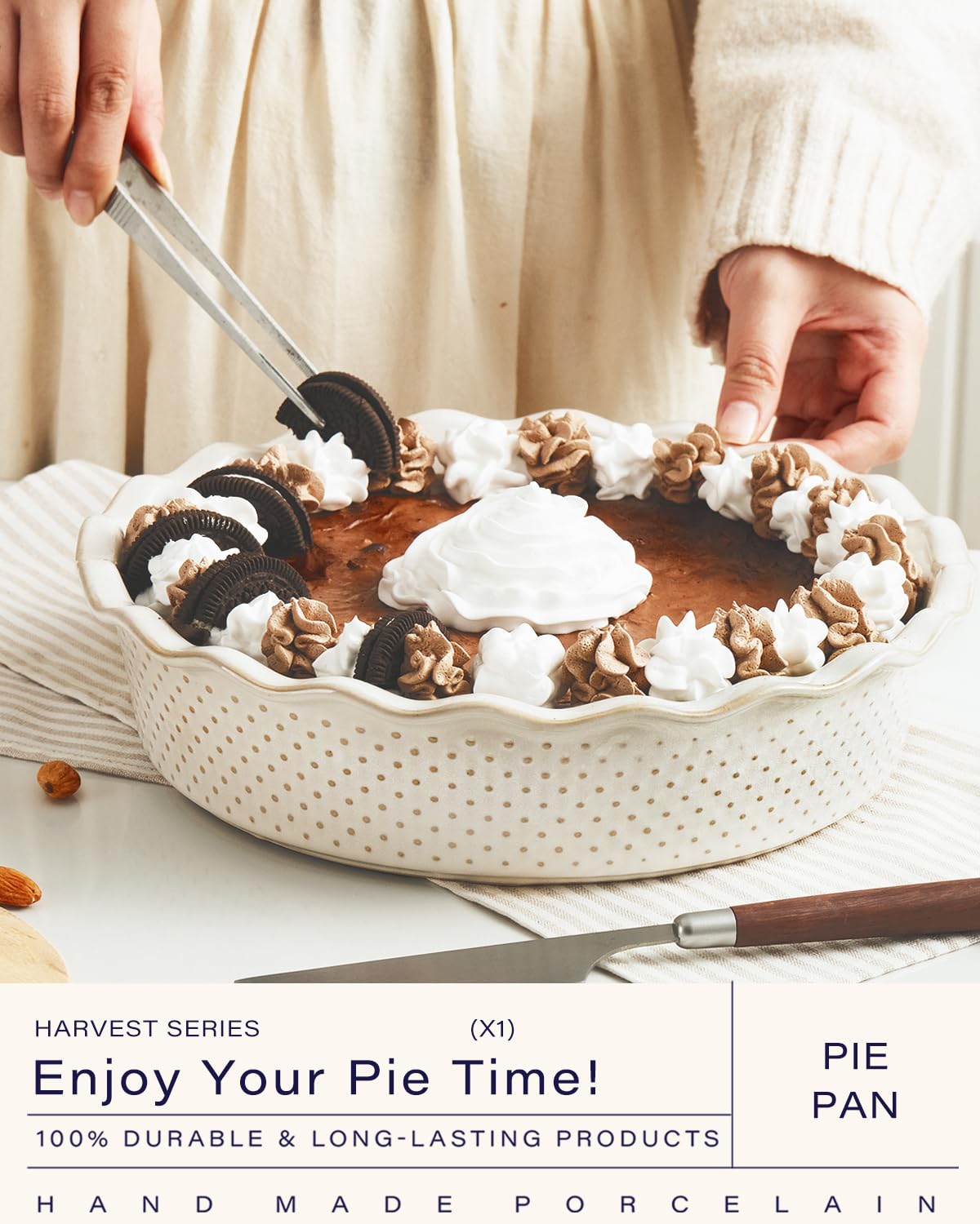 Getstar non-stick ceramic pie pan for easy crust release.