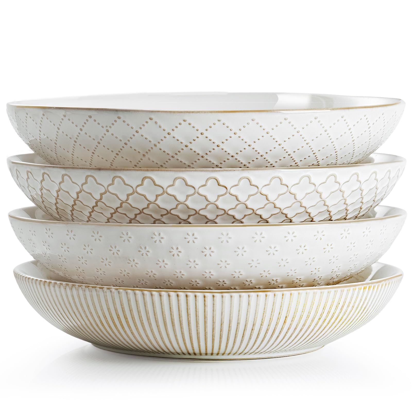 Getstar pasta bowls 4-set front view, durable ceramic for everyday meals.