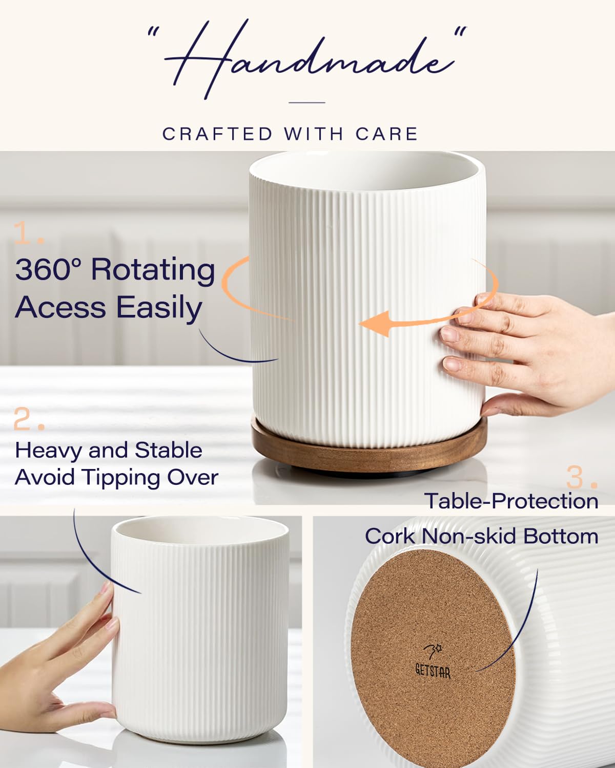 Getstar ridged texture utensil holder adds modern farmhouse charm