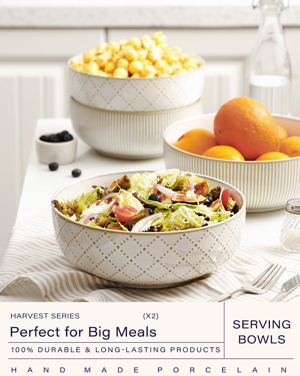 Getstar bowls set of two with unique embossed patterns for attractive table presentation.