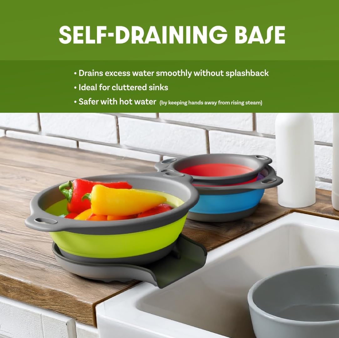 Gevoli three-piece nested colanders save kitchen space.