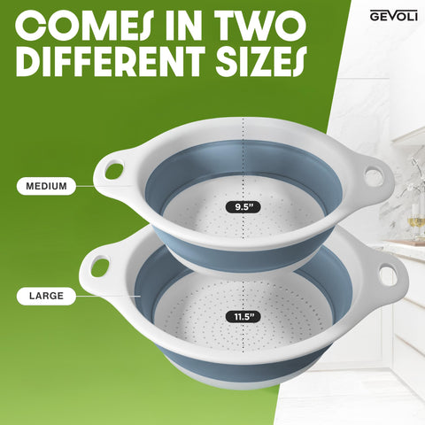 Gevoli collapsible colander storage flat saves cabinet space after use