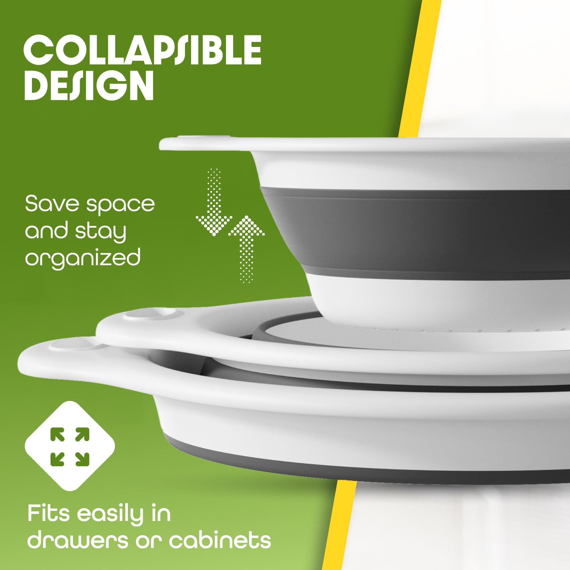 Gevoli colander set made of BPA-free materials safe for dishwasher cleaning.
