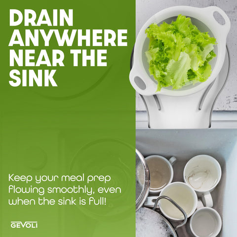 Gevoli self-draining base with grooved design guides water into sink.