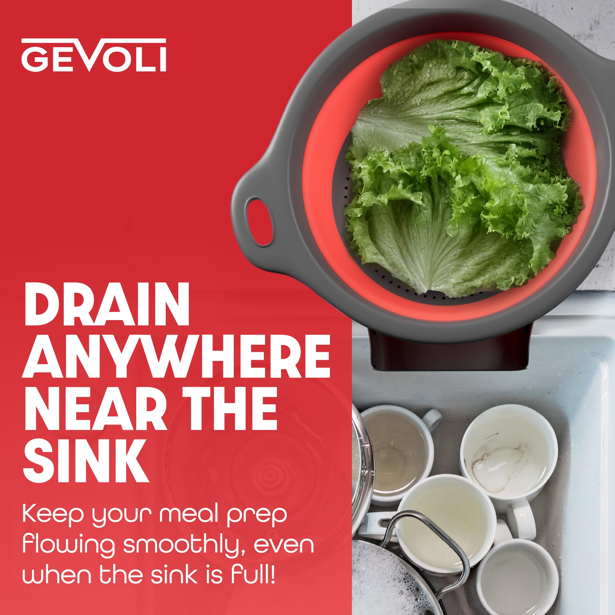 Gevoli universal-sink-fit design works with most sinks for convenient use.