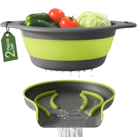 Gevoli large collapsible colander with self-draining base for mess-free draining