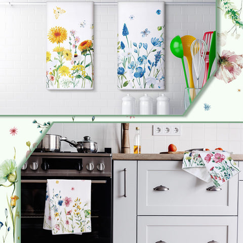 Geyoga assorted spring floral towels set enhances decor and cleanup