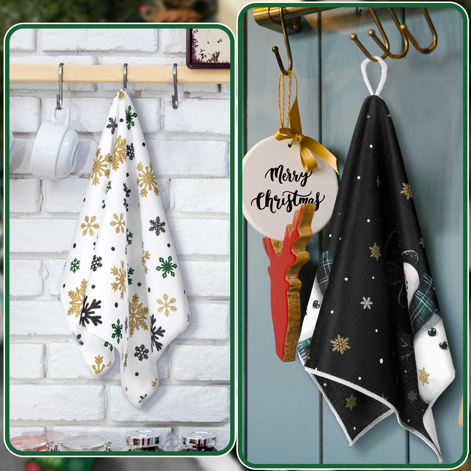 Geyoga towel featuring snowman pattern brightens kitchen cleanup and hand drying