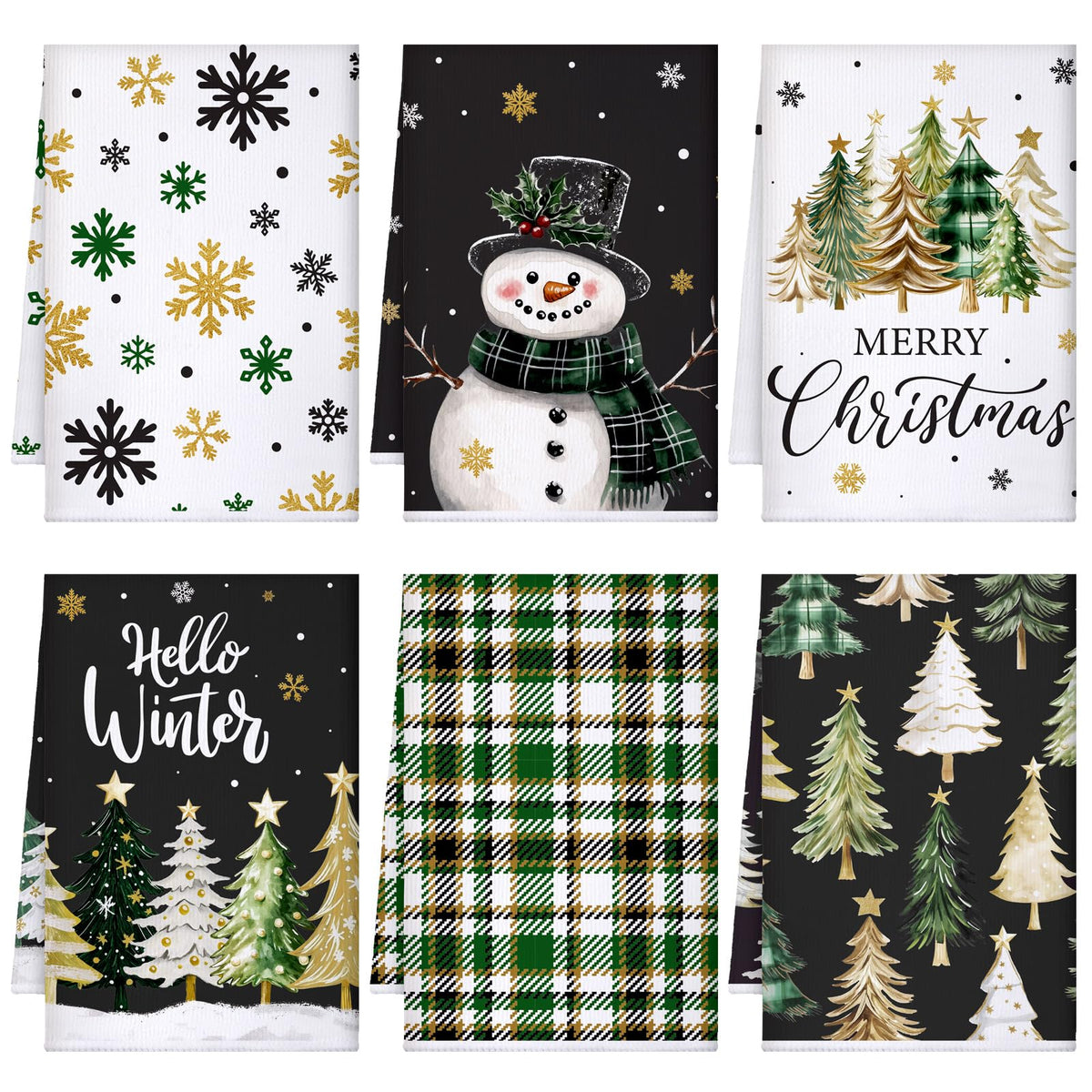 Geyoga Christmas kitchen towel with tree pattern ideal for festive decor and quick drying