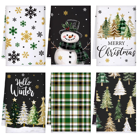 Geyoga Christmas kitchen towel with tree pattern ideal for festive decor and quick drying