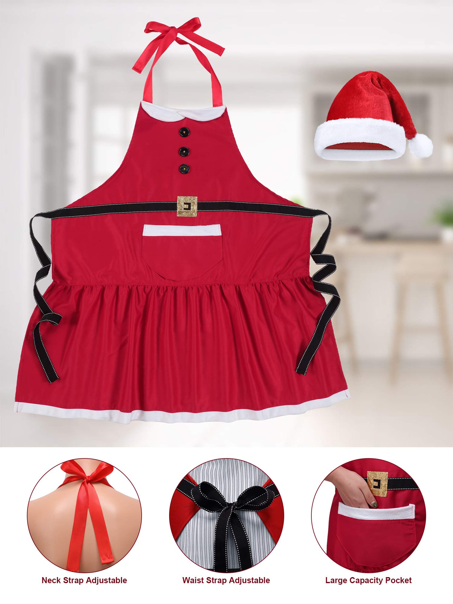 Geyoga Santa apron fabric texture close-up highlighting soft cotton
