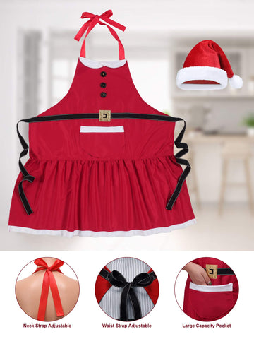 Geyoga Santa apron fabric texture close-up highlighting soft cotton