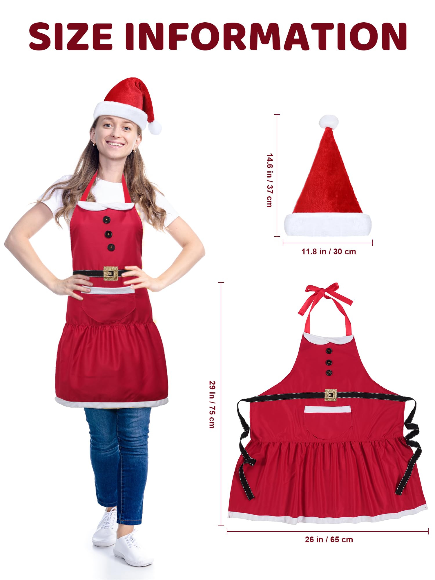 Geyoga Santa apron pockets close-up showing handy spoon storage during prep