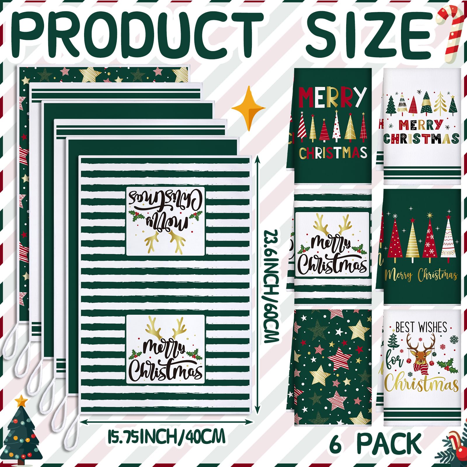 Geyoga candy-pattern towels, festive decor with easy care.