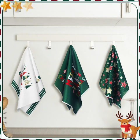 Geyoga Santa-pattern dish towel, festive look for kitchen cleanup.