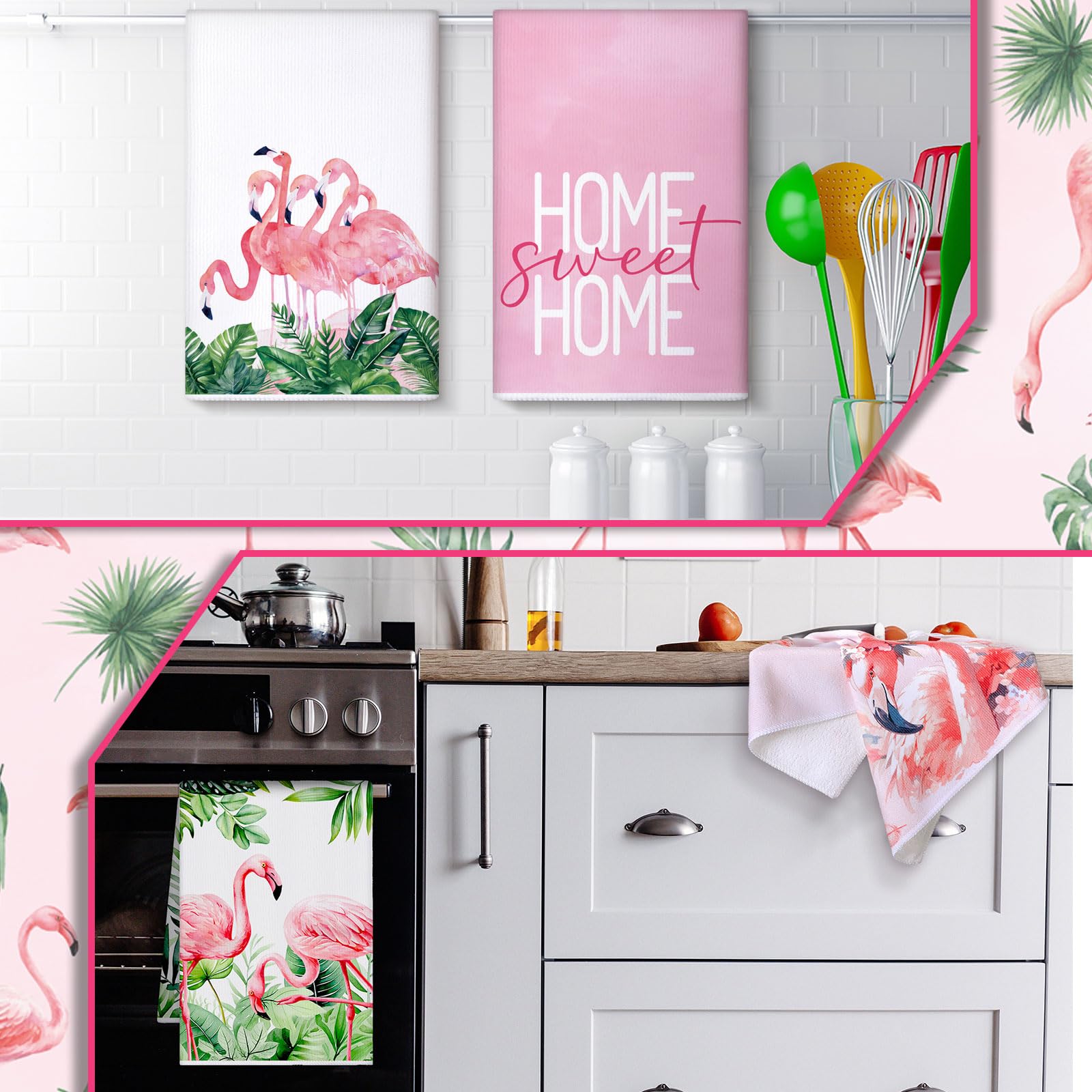 Geyoga flamingo hand towels pink with spring flair for everyday cleanup