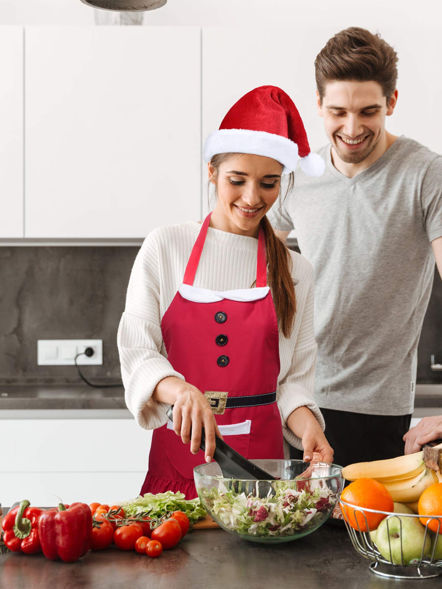 Geyoga Santa apron ruffle detail with buckle for festive charm