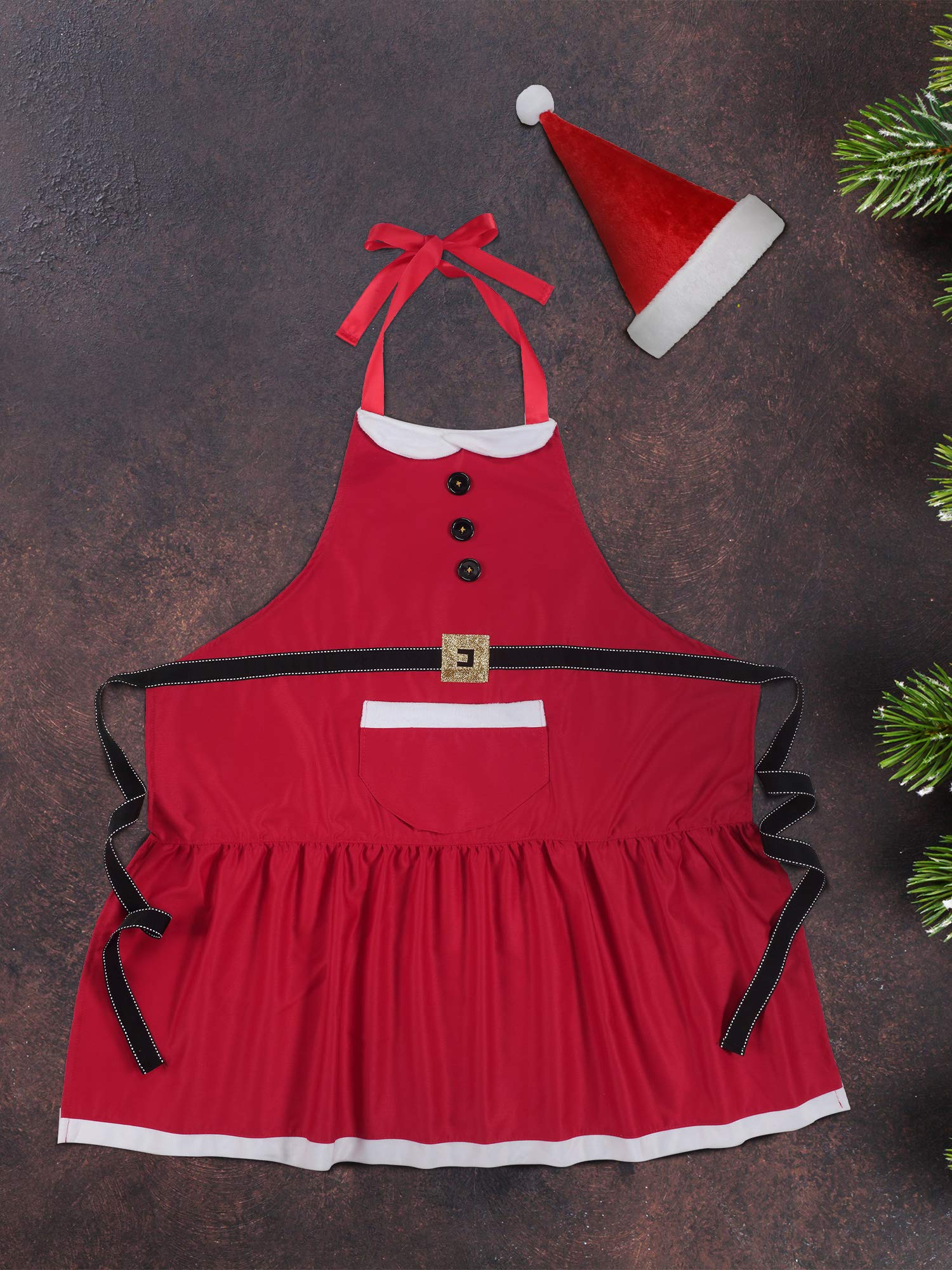 Geyoga Santa hat with apron set for holiday kitchen look