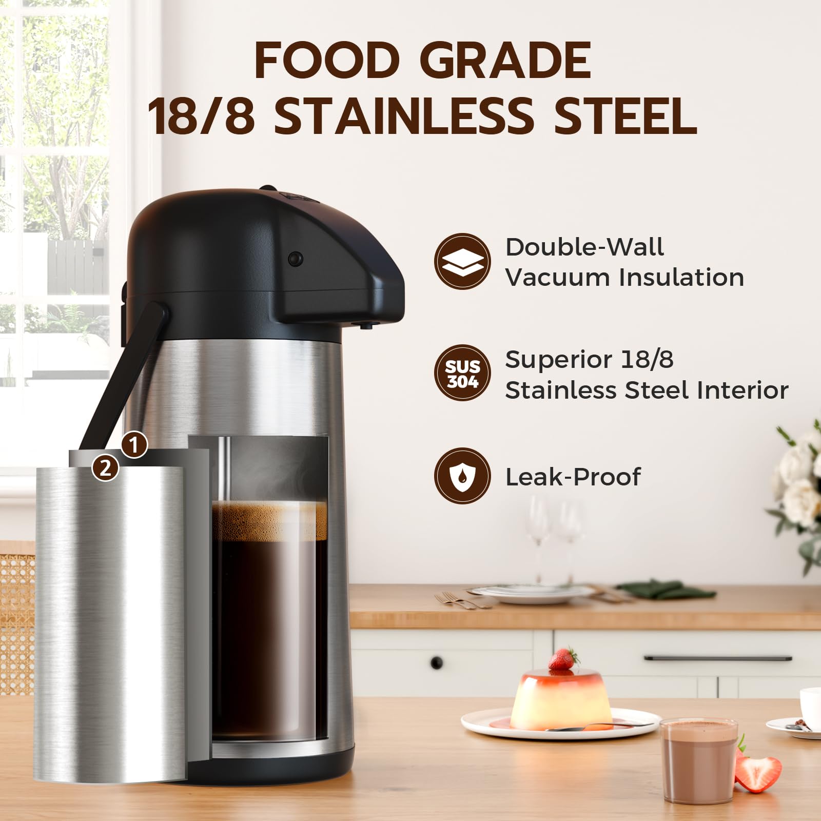 Gezoss coffee carafe pump dispensing for easy, spill-free pours