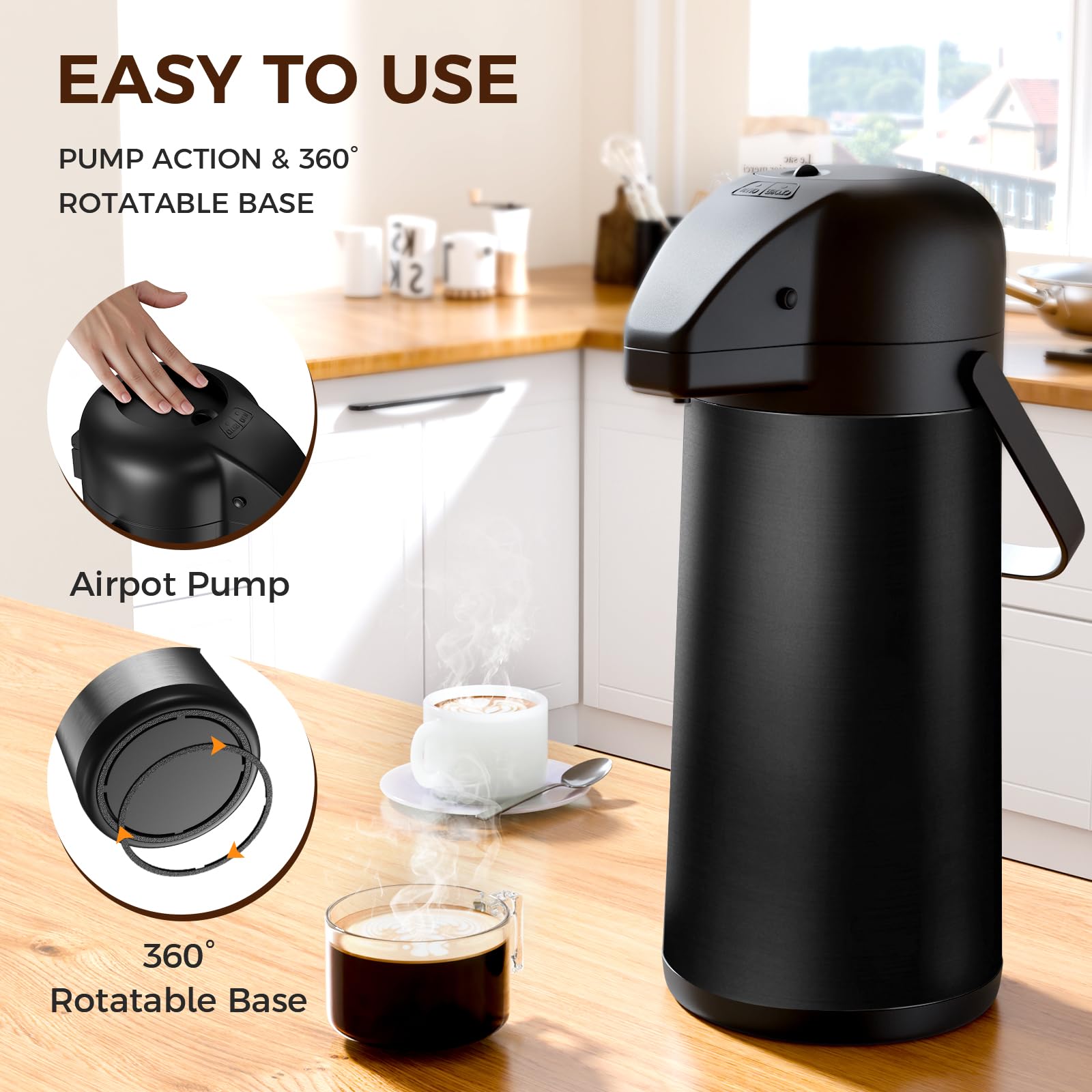 Gezoss pump-top dispenser allows controlled pouring from any direction.