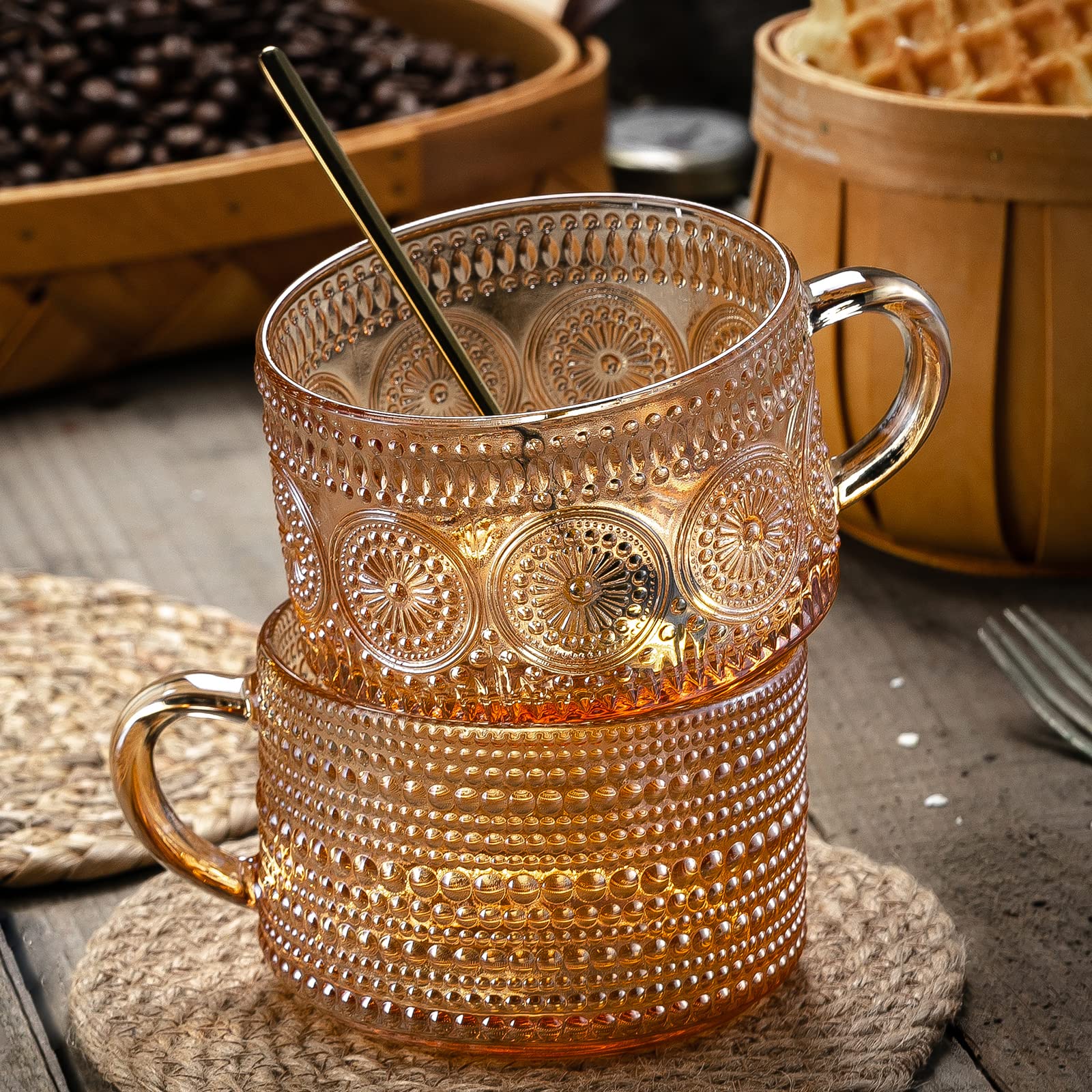 Gezzeny spoons included with mugs for easy mixing.