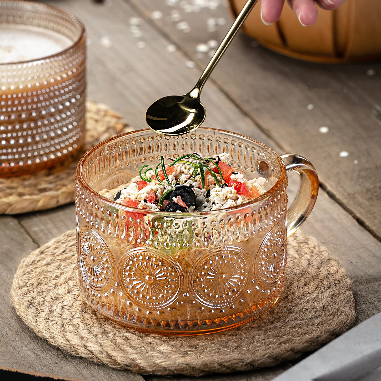 Gezzeny mug handle close-up, curved grip for comfortable use.