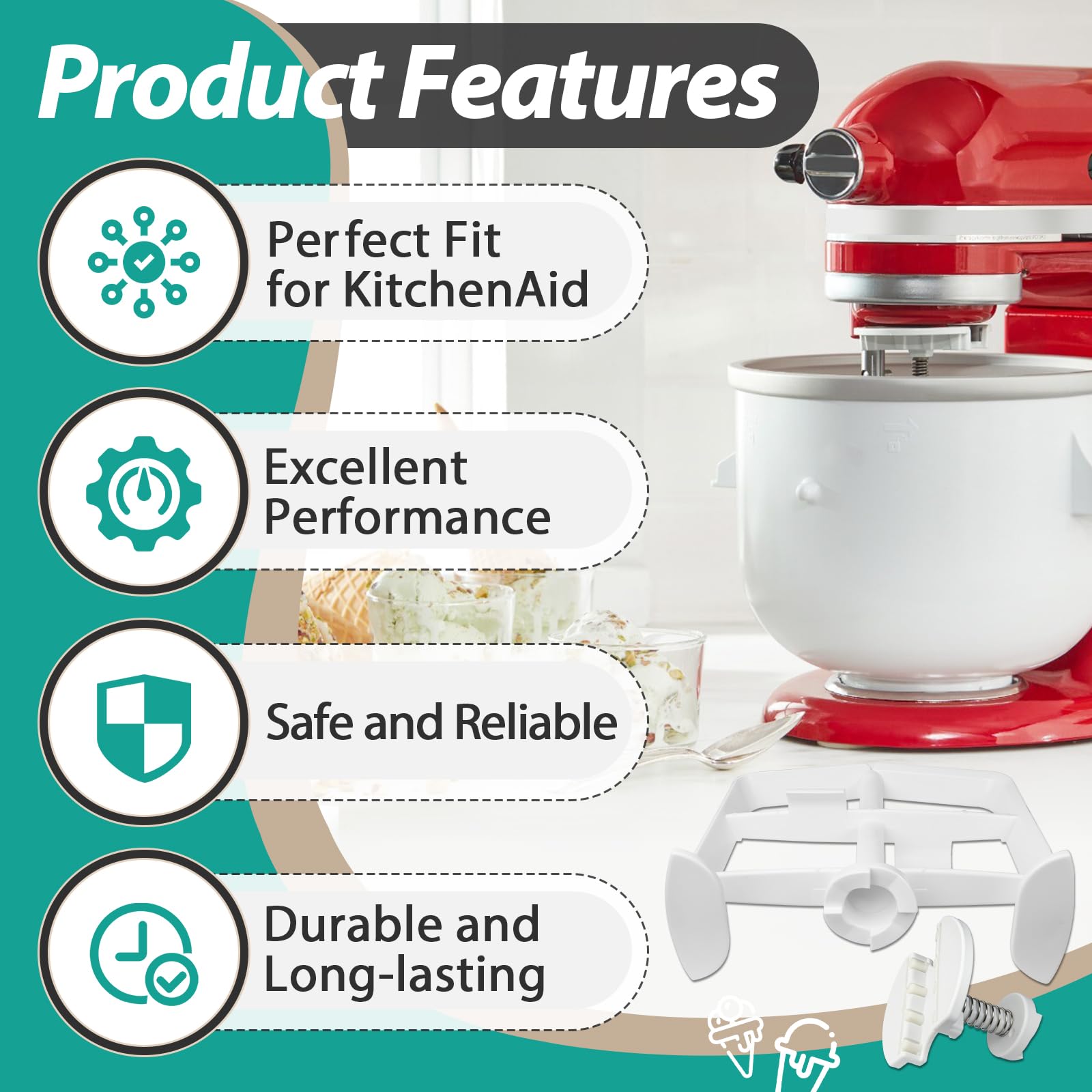 Gfdoso 5 qt ice cream bowl attachment for reliable mixing