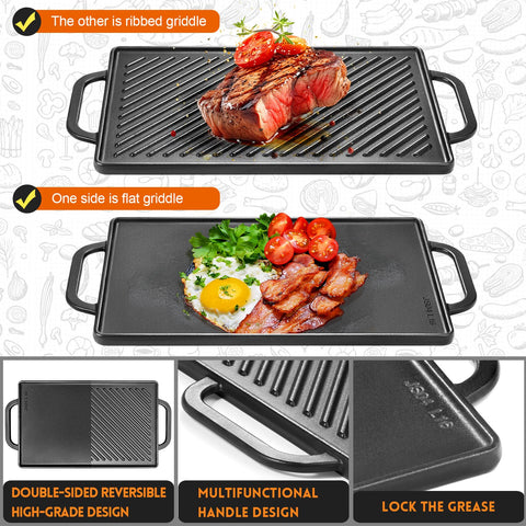 GGC easy-grip handles aid safe lifting with oven mitts.