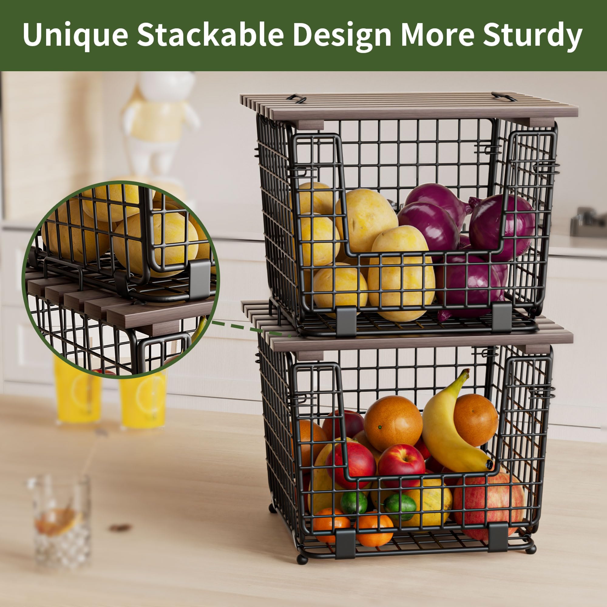 GGIU breathable mesh produce basket promotes airflow and freshness.
