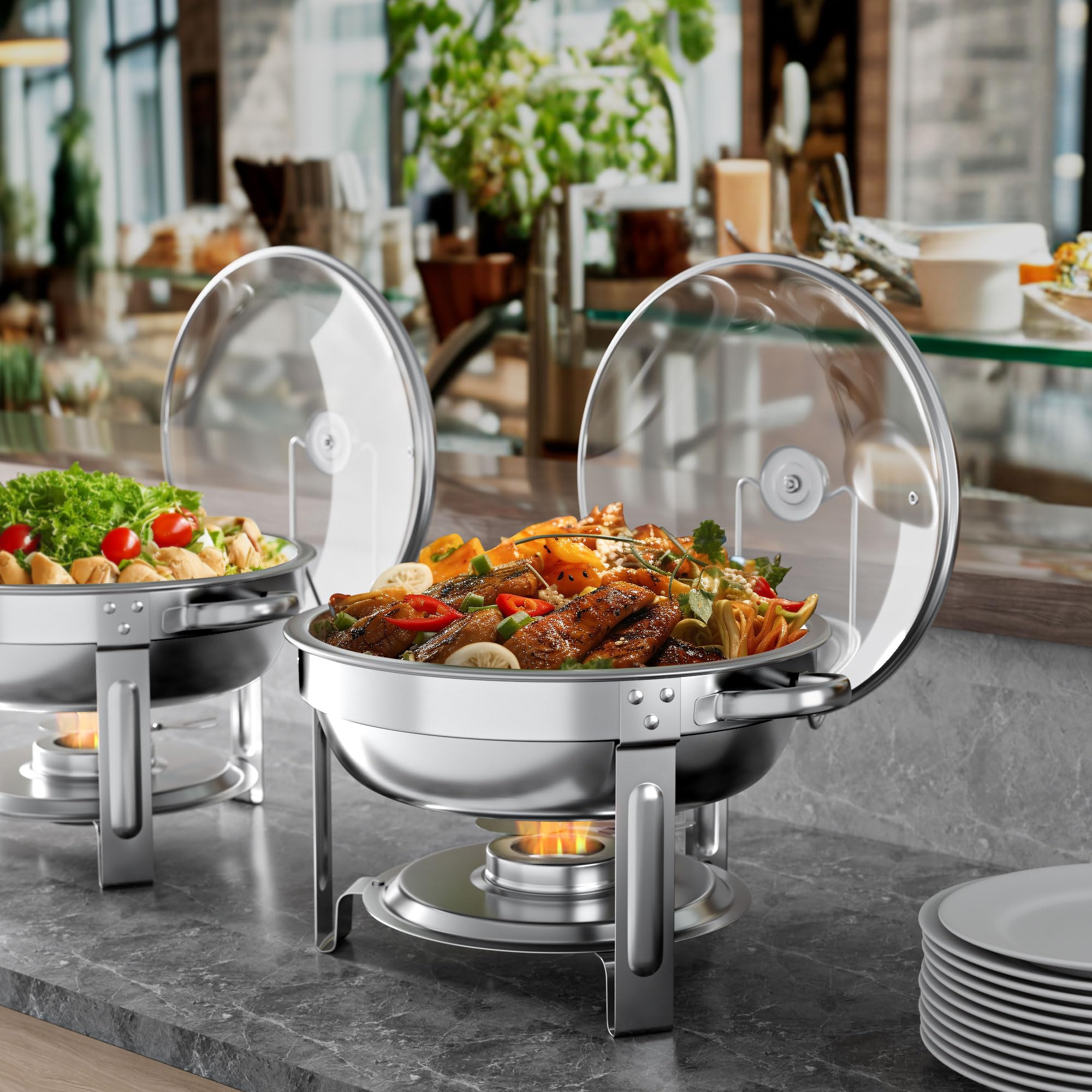 GGIU chafing dish with clear lid view enables quick checks.