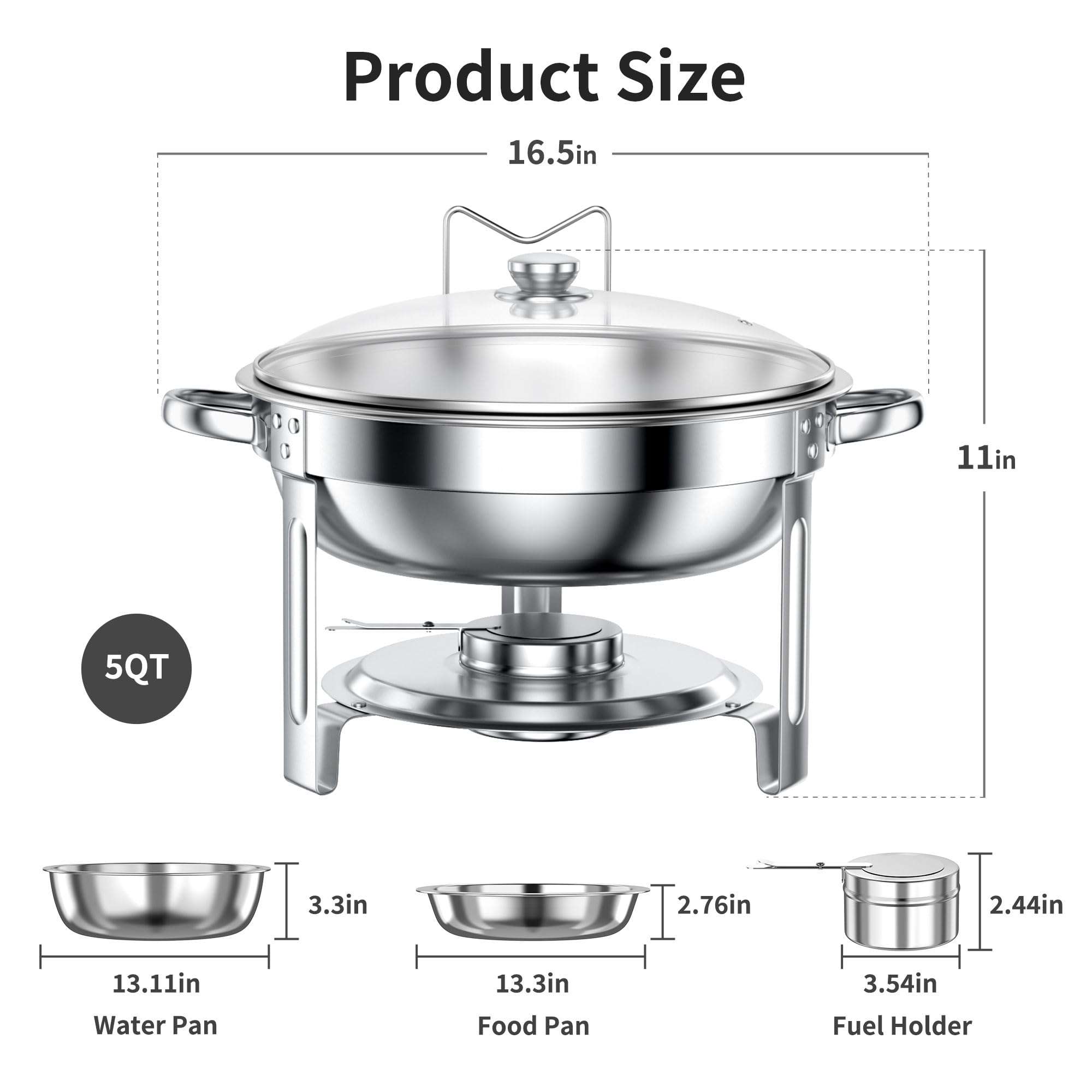 GGIU chafing dishes easy-install setup with included accessories.