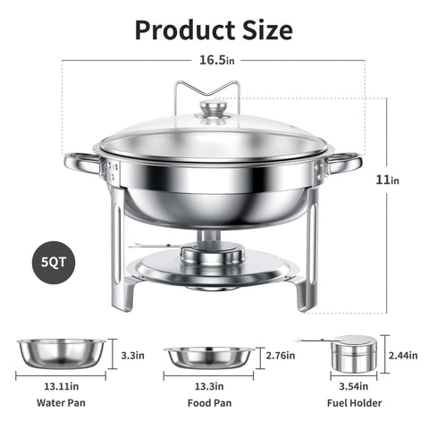 GGIU chafing dishes easy-install setup with included accessories.