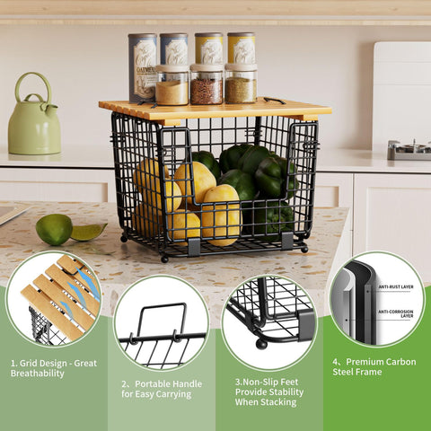 GGIU non-slip feet stabilize the basket during use and stacking