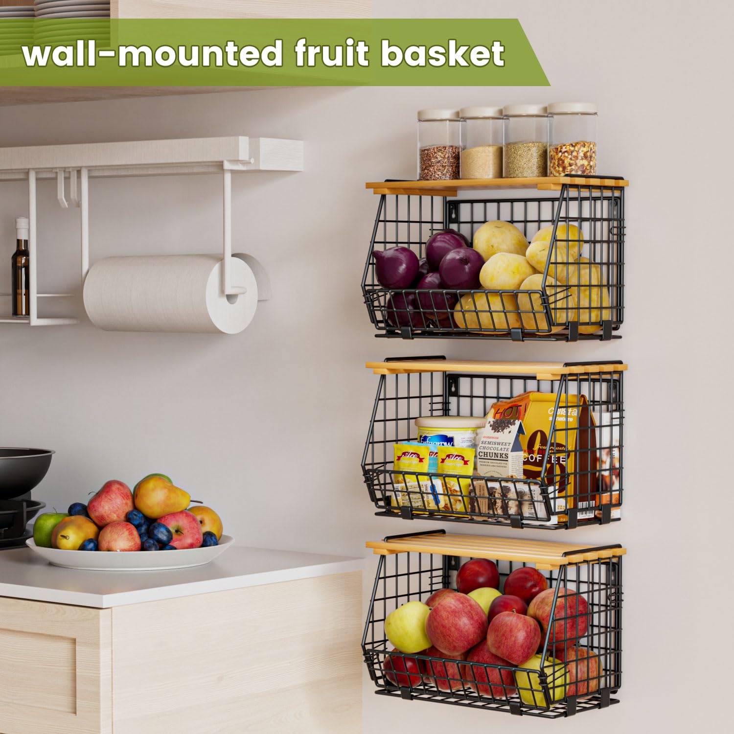 GGIU top wire basket stores small items like spices and pods.