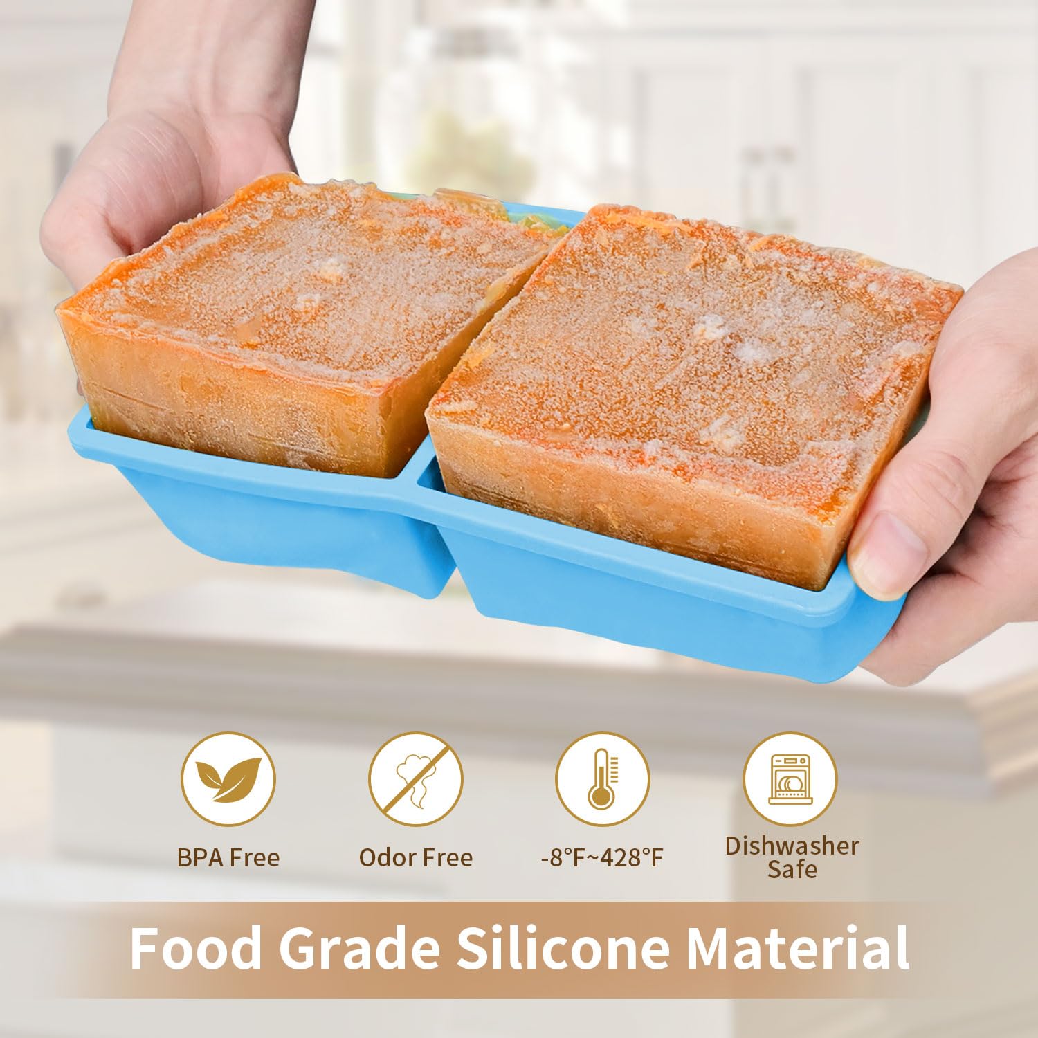 GGOW silicone freezer tray enables effortless release of frozen cubes.
