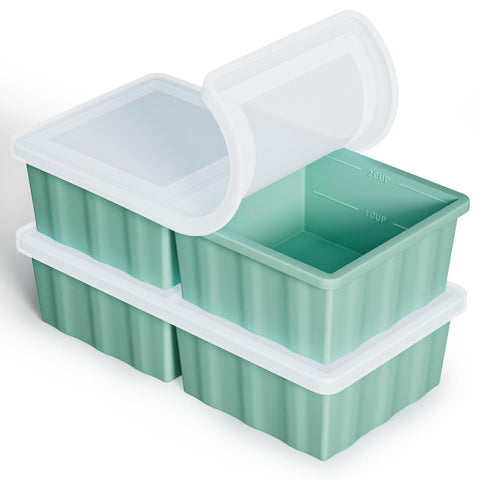 GGOW silicone freezer tray with lid for 2-cup portions, ideal for easy meal prep.
