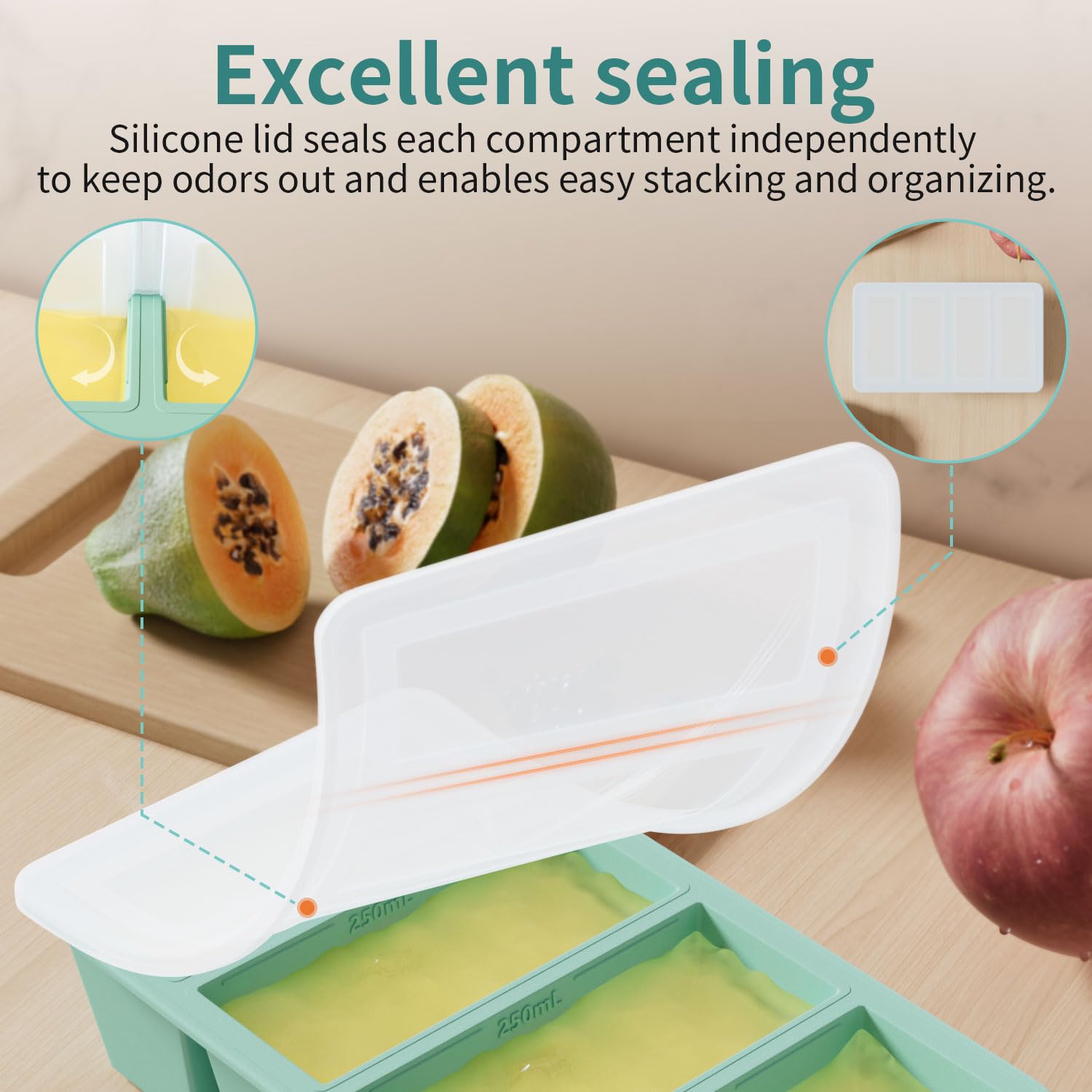 GGOW nestable design saves freezer and cabinet space.